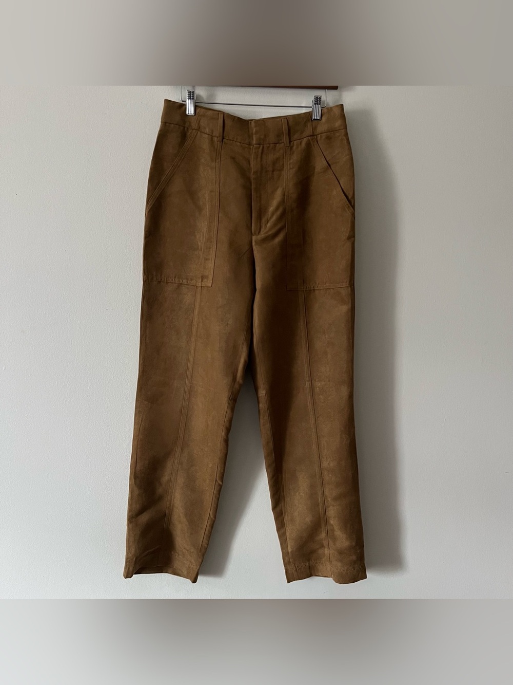 Women’s Banana Republic Factory Brown Faux Suede High Rise Pants Sz 8 31 x 30.5